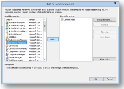 Add Certificate Templates snap-in.