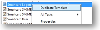 Duplicating the Smartcard Logon template.