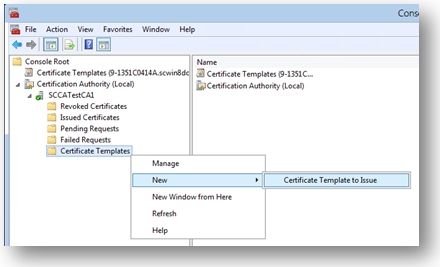 Right-click menu for Certificate Templates.