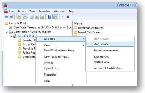 Stopping and starting the service.
