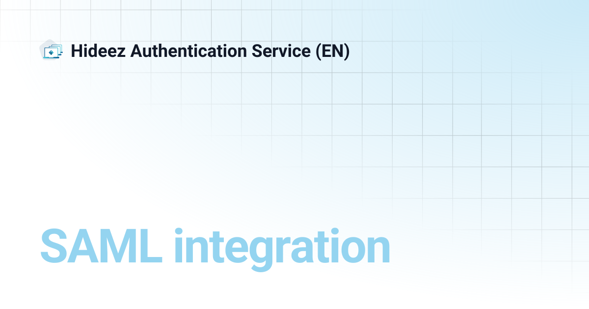 SAML integration | Hideez Authentication Service (EN)